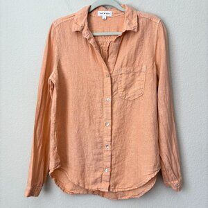 Cloth & Stone Linen Button Up Lagenlook Orange Shirt